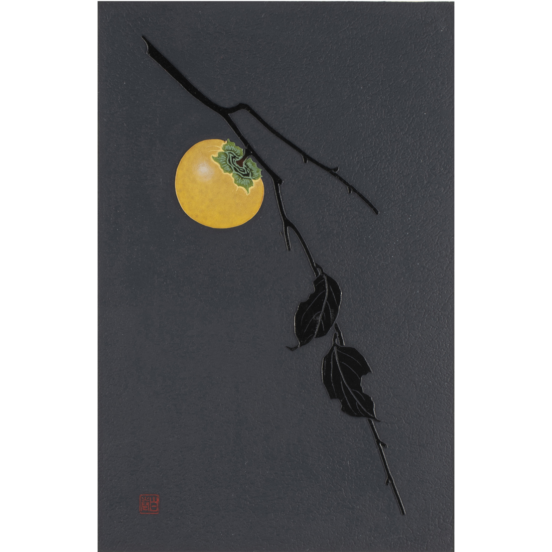 Appraisal: Hadu Maki Japanese - Persimmon woodcut in colors with embossing