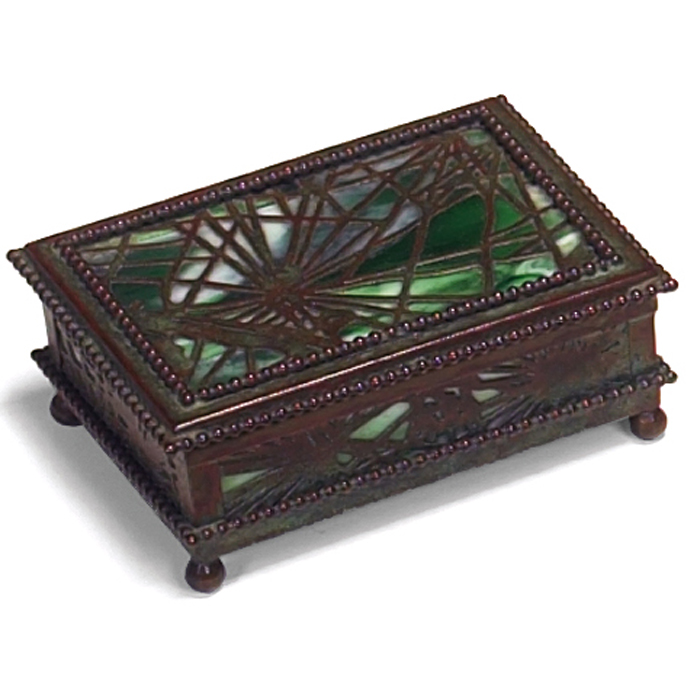 Appraisal: Tiffany Studios box bronze in the pine needle pattern