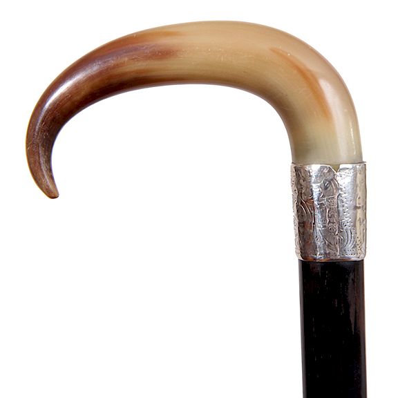 Appraisal: Twisted Horn Cane- Exclusive on Bidsquare Twisted Horn Cane- Circa