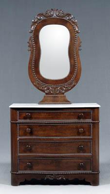 Appraisal: Fine Cincinnati classical dresser highly figured bookmatched walnut veneers with