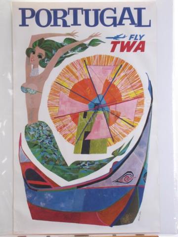 Appraisal: A vintage s TWA travel poster Portugal Fly TWA art