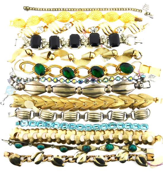 Appraisal: FINE COSTUME JEWELRY Collection of thirteen bracelets including Napier and