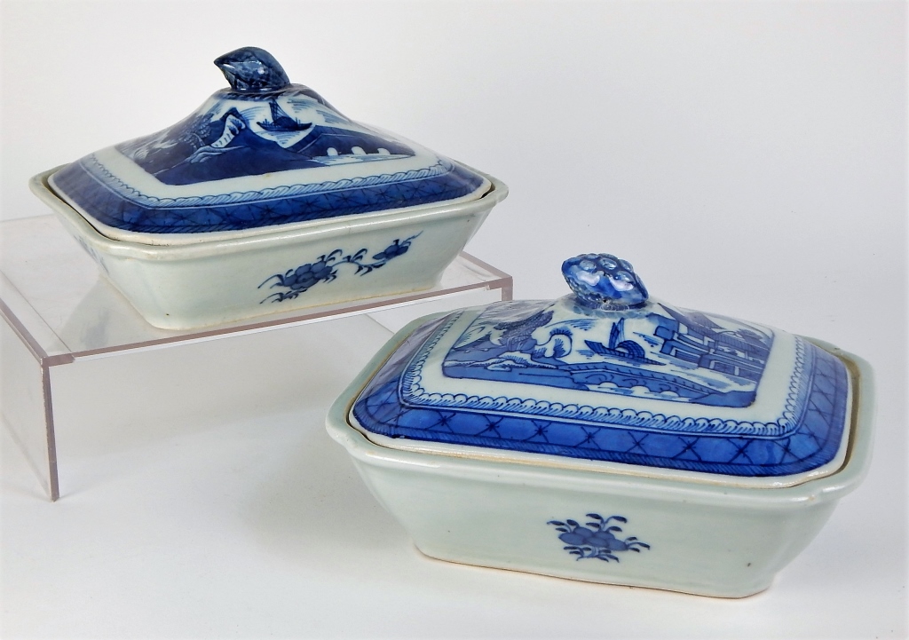 Appraisal: PC CHINESE CANTON BLUE AND WHITE TUREENS China th CenturyIncludes