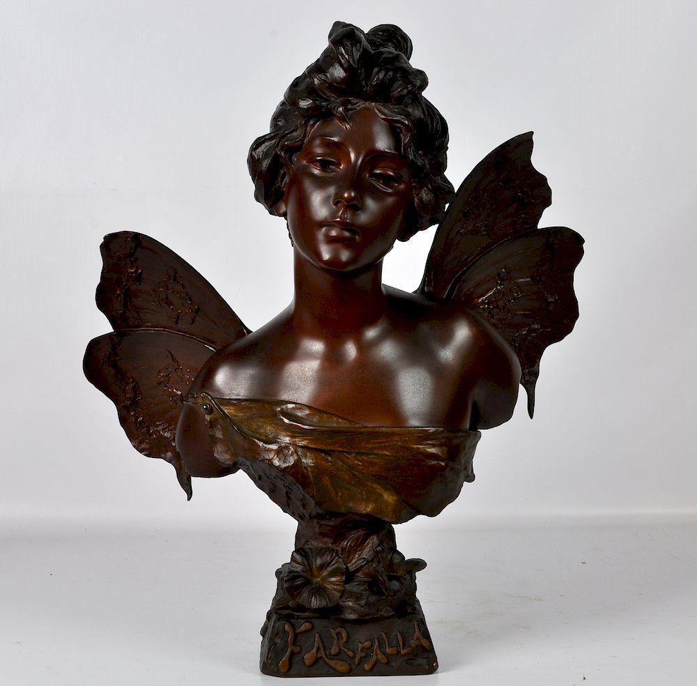 Appraisal: Emmanuel Villanis 'Farfalla' Bronze Bust Emmanuel Villanis French - 'Farfalla'