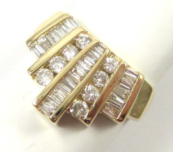 Appraisal: DIAMOND AND FOURTEEN KARAT GOLD RING set with eight round-cut