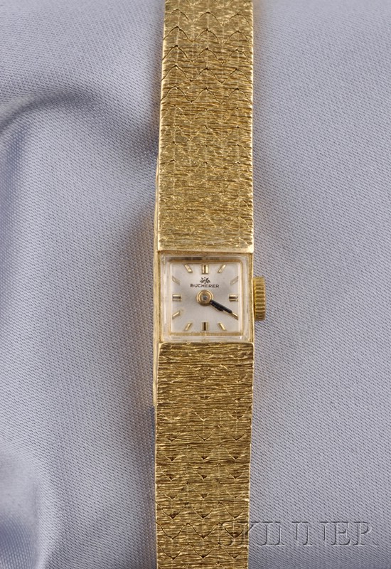 Appraisal: Lady's kt Gold Wristwatch Bucherer the silvertone metal dial with