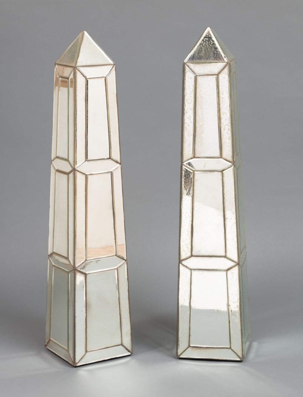 Appraisal: Pair of Continental Mirrored Obelisks late th c h in