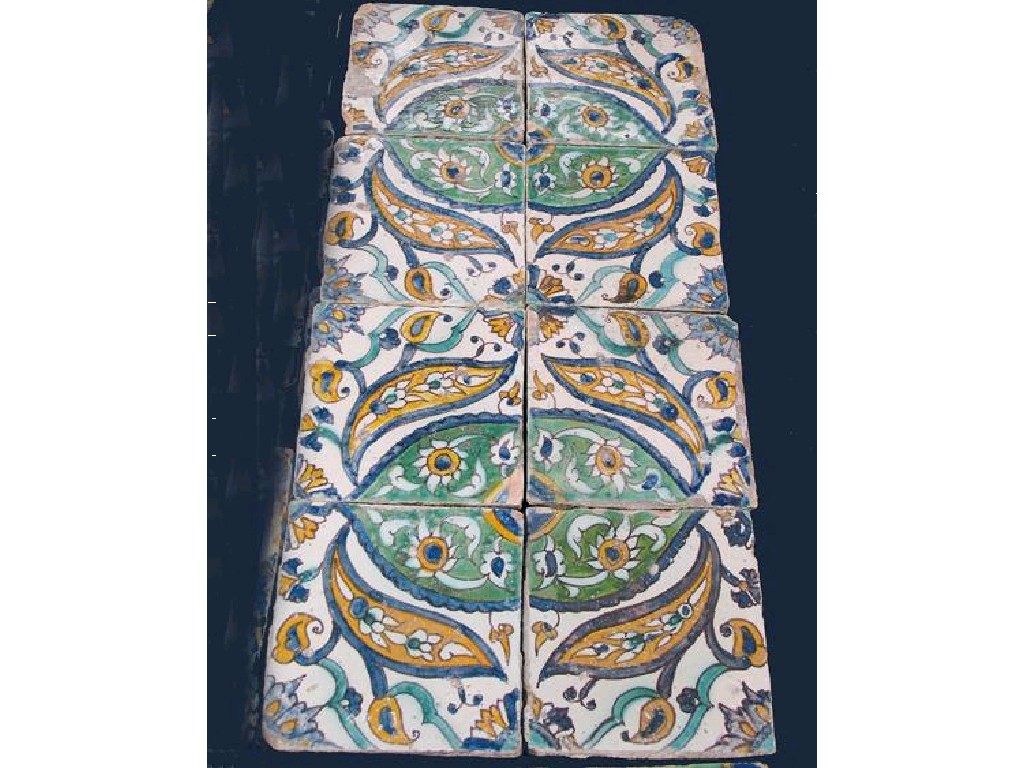 Appraisal: A SET OF TWELVE INDO-PERSIAN TIN GLAZED TILES decorated in