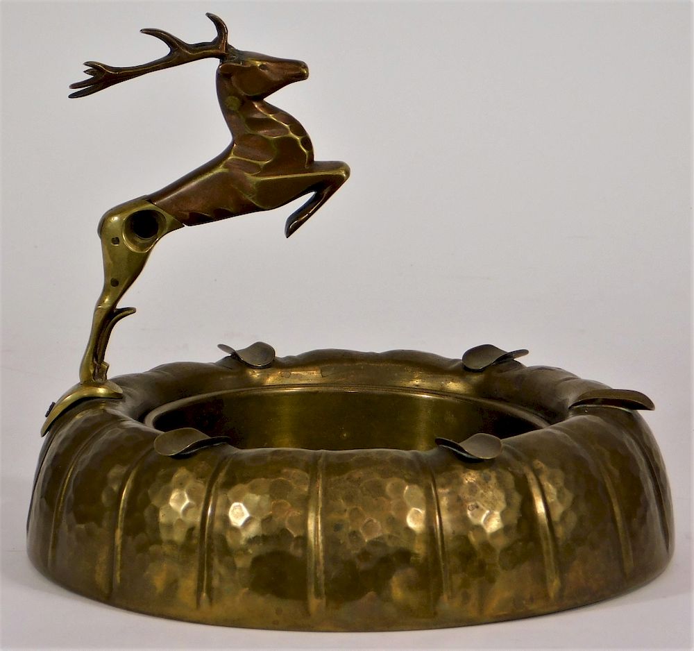 Appraisal: American Art Deco Reindeer Cigar Cutter Ash Tray United States