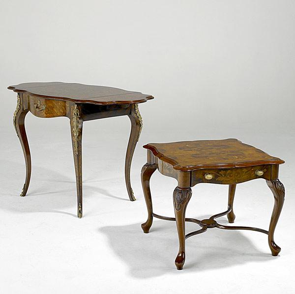 Appraisal: TWO FRENCH TABLES Both with inlay one a lamp table