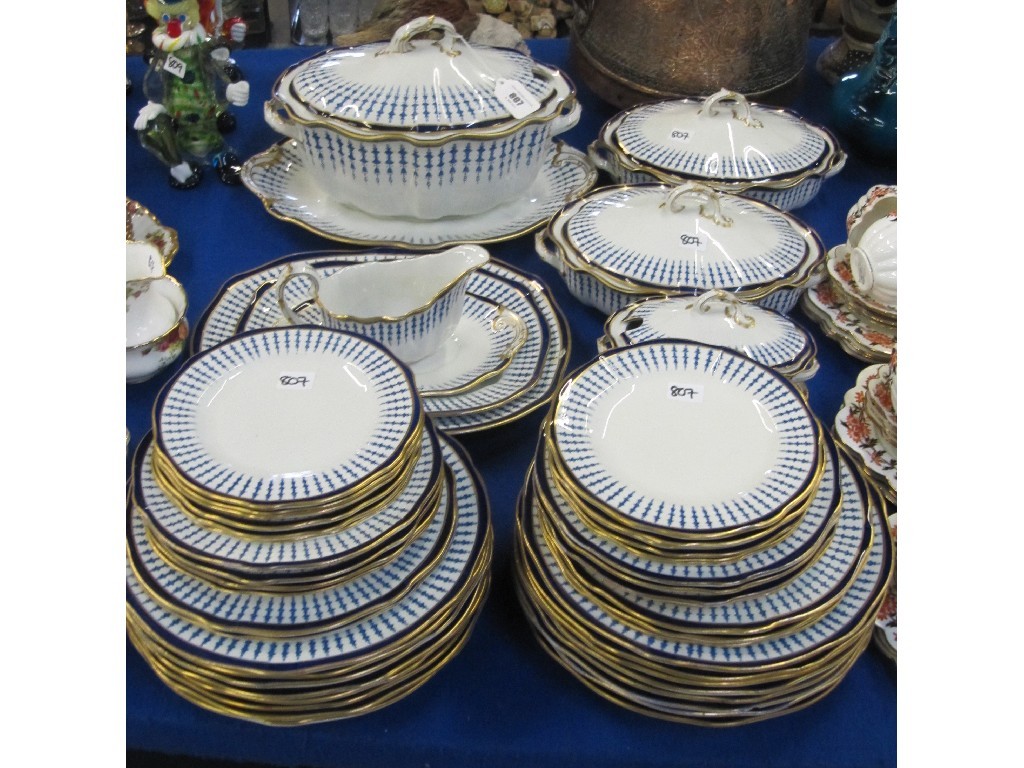 Appraisal: Royal Crown Derby dinner service with blue and gilt decoration