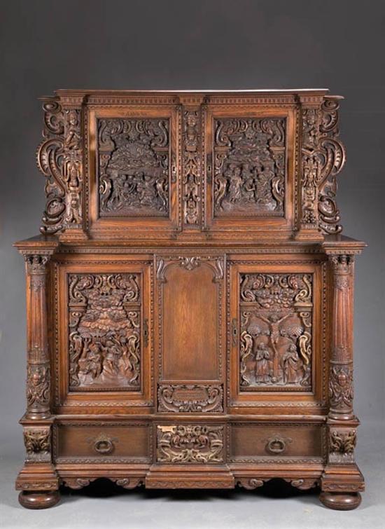 Appraisal: COURT CUPBOARD European late th-early th century oak Two part