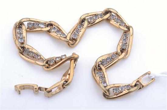 Appraisal: A CLEAR STONE SET BRACELET IN GOLD PLATE