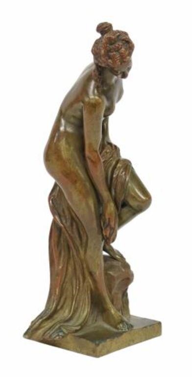 Appraisal: Patinated bronze sculpture La Baigneuse signed in cast Allegrain Christophe