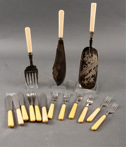 Appraisal: Bone Handled Serving Set and Set of Forks Knives To