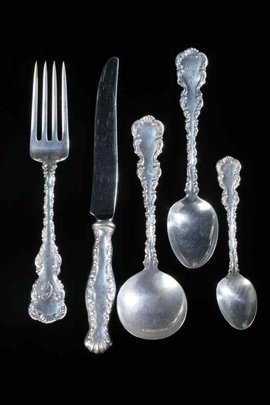 Appraisal: -PIECE WHITING STERLING SILVER FLATWARE SERVICE ''Louis XV'' pattern Including