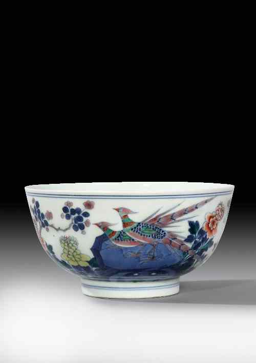 Appraisal: A rare Chinese Imperial porcelain wucai 'Pheasant' bowl painted with