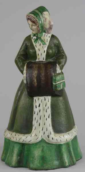 Appraisal: WOMAN WITH MUFF DOORSTOP Albany Foundry Cat full figure casting