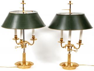 Appraisal: LOUIS XVI STYLE D'ORE BRONZE BOUILLOTTE LAMPS LOUIS XVI STYLE