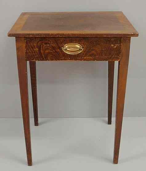 Appraisal: Hepplewhite end table c with paint decoration single drawer and