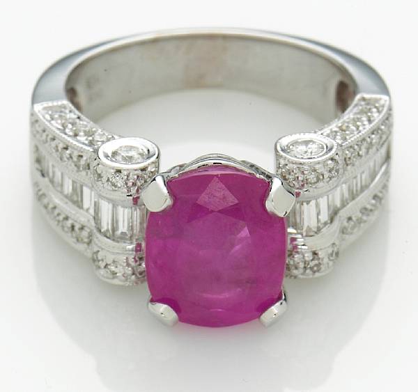 Appraisal: A pink sapphire and diamond ring pink sapphire weighing approximately