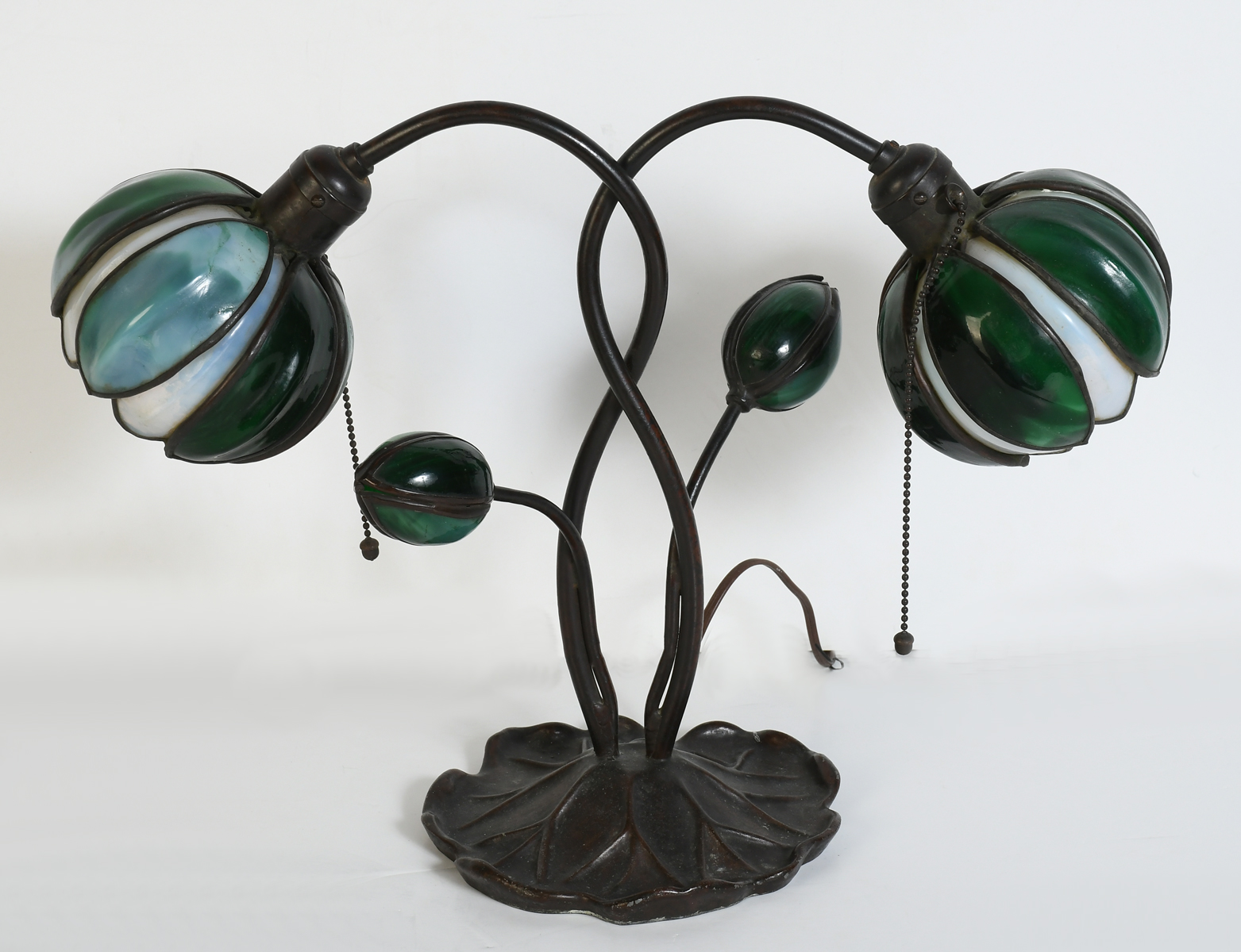 Appraisal: STAINED GLASS HANDEL WATER LILY SHADE LAMP -light Water Lily