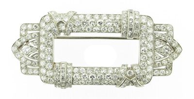 Appraisal: An Art Deco diamond brooch Set overall with circular and