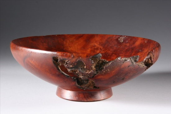 Appraisal: MELVIN LINDQUIST American - Wild Cherry Burl Bowl circa underside