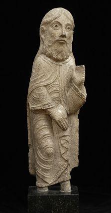 Appraisal: MEDIEVAL STYLE CARVED STONE FIGURE OF A MALE SAINT The