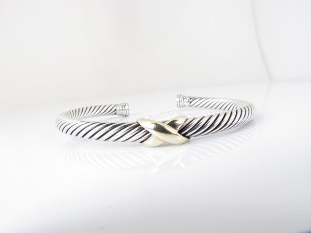 Appraisal: A David Yurman sterling silver and K yellow gold X