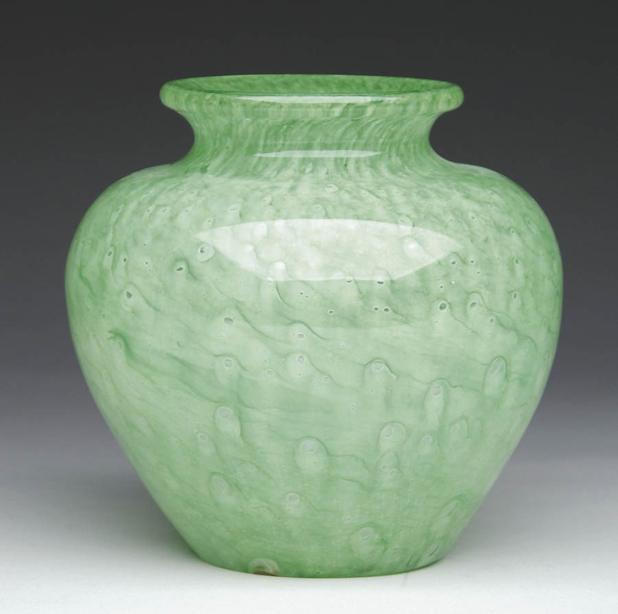 Appraisal: STEUBEN CLUTHRA VASE Wonderful Steuben vase has rich lime green