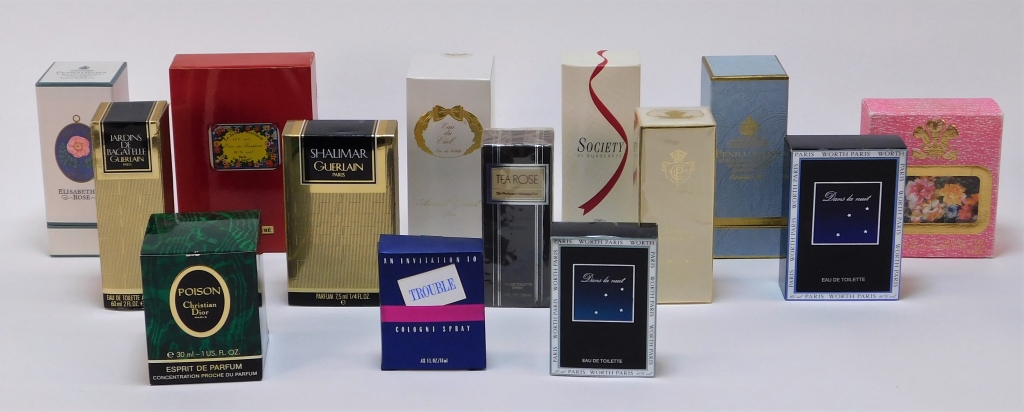 Appraisal: ESTATE SEALED VINTAGE DESIGNER PERFUME BOTTLES Various countries th CenturyAll