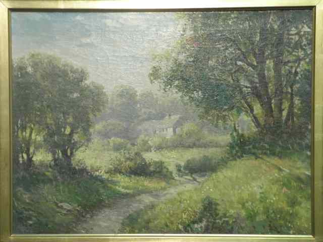 Appraisal: An early oil on canvas landscape scene painting Late th