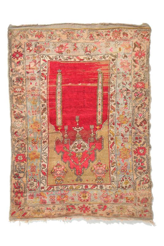 Appraisal: ORIENTAL RUG Turkish prayer late th-early th century Red mihrab