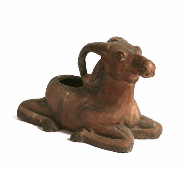 Appraisal: A terracotta figural jardinere in the form of a ram