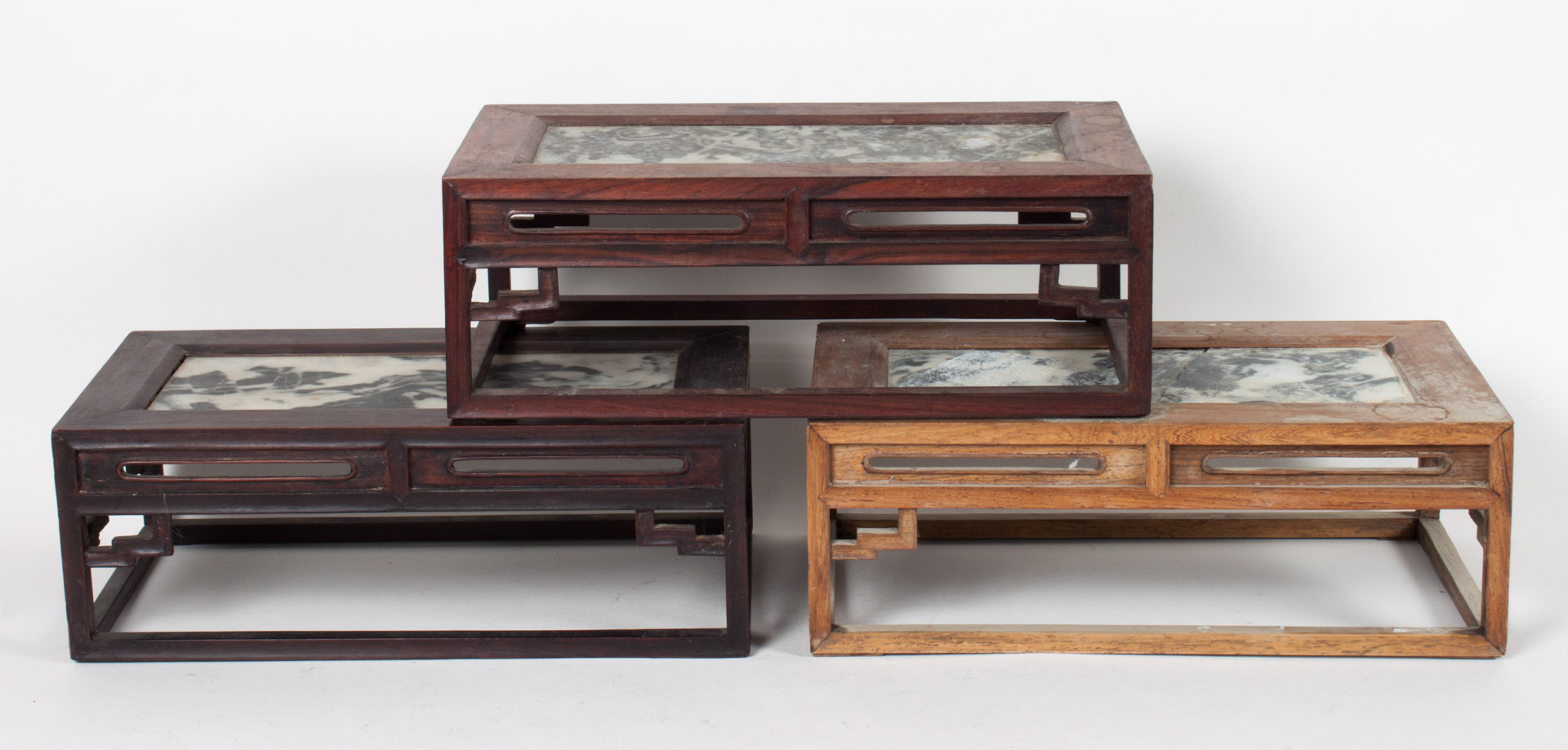 Appraisal: Three Chinese miniature rosewood altar tables first half- th century