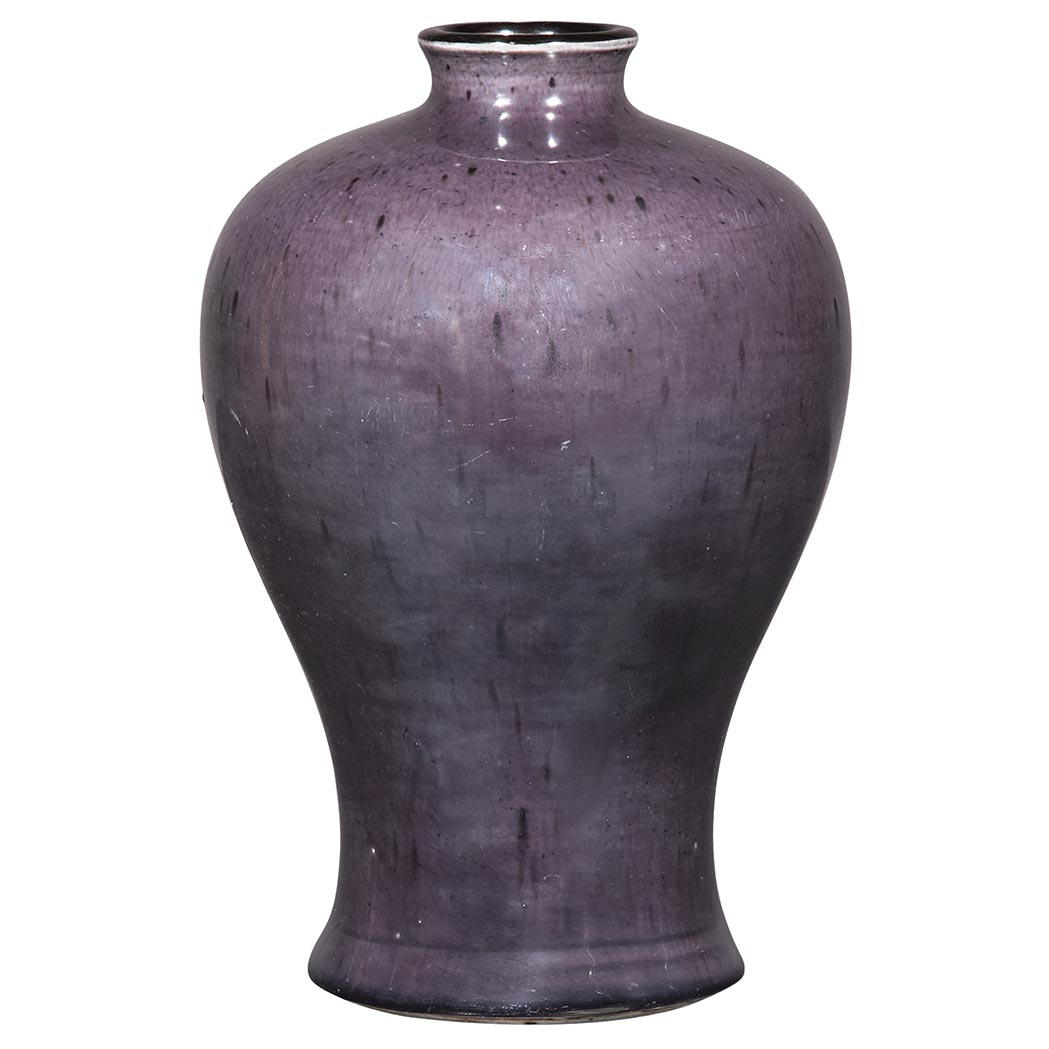 Appraisal: Chinese Aubergine Glazed Porcelain Meiping th Century The high shouldered