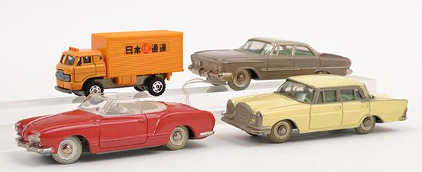 Appraisal: FOUR TAISEIYACO JAPAN MODELS INCLUDING MERCEDES-BENZ CHERRYCA PHENIX KARMANN GHIA