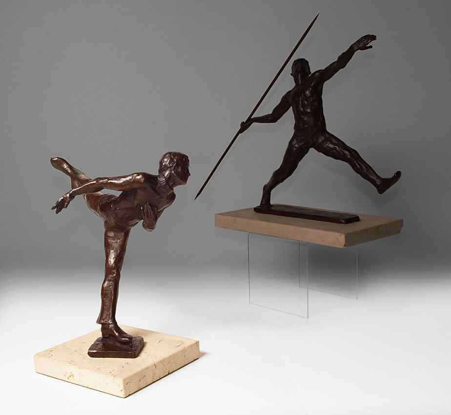 Appraisal: FIGURE SKATER BRONZE '' h '' w affixed to travertine