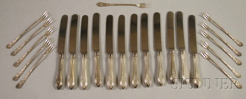 Appraisal: Two Small Sterling Silver Flatware Sets twelve sterling-handled luncheon knives