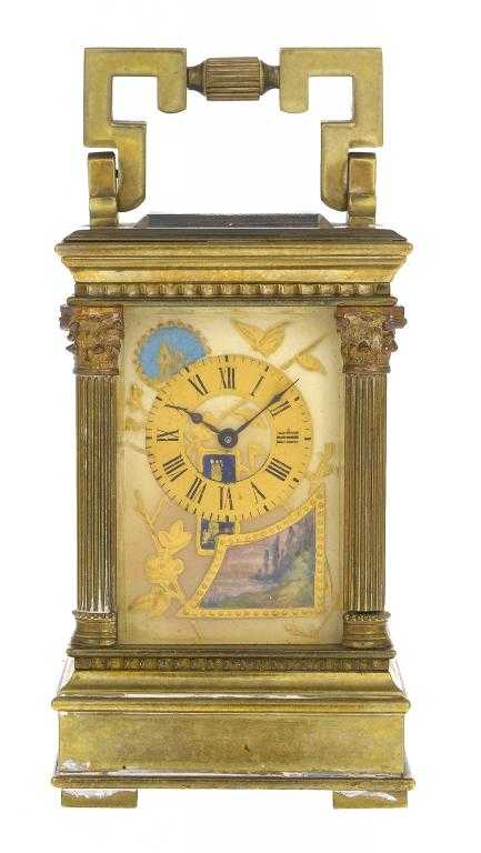 Appraisal: A FRENCH BRASS MINIATURE CARRIAGE TIMEPIECE MIGNONETTE the anglaise case