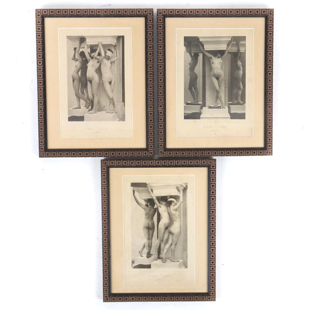 Appraisal: THE THREE GRACES SERIES OF FRAMED FEMALE NUDE RISQUE PHOTOGRAPHY