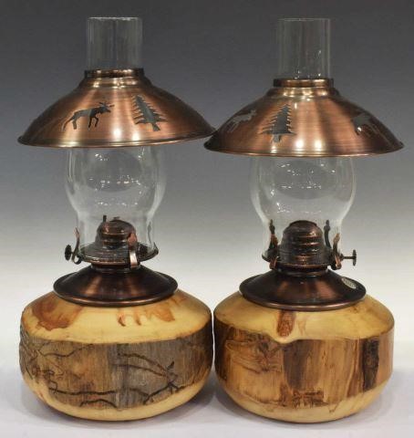 Appraisal: lot of Rustic oil lamps late th c copper tone