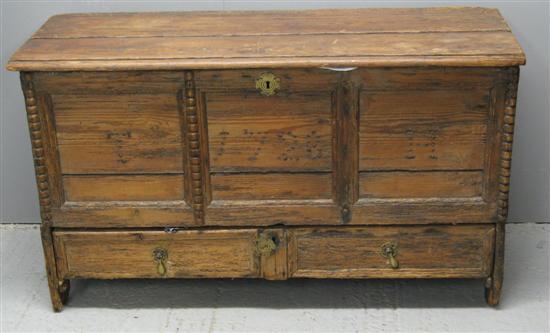 Appraisal: French provincial stained pine mule chest PROVENANCE Thetis Blacker h