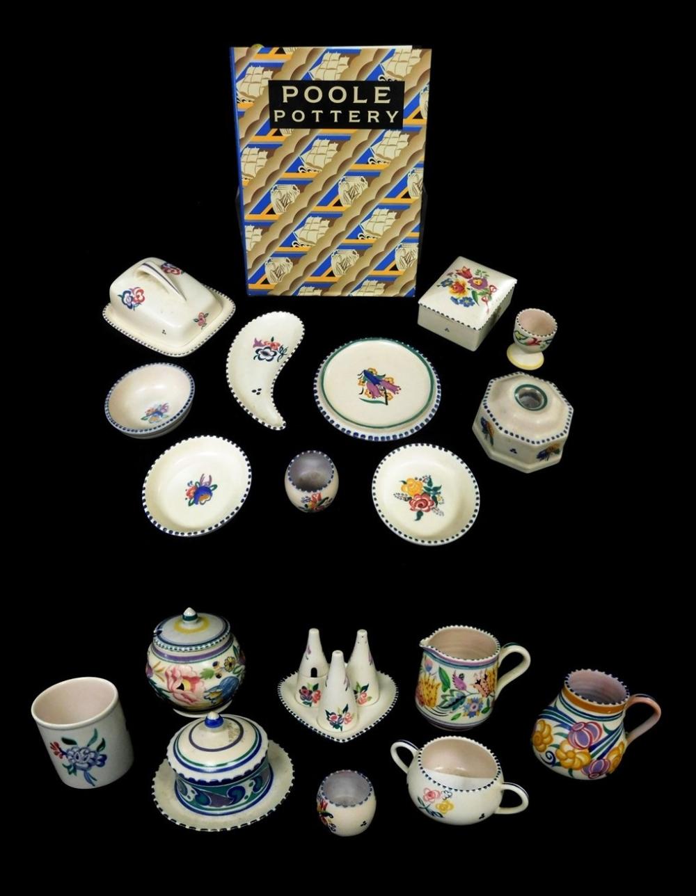 Appraisal: Poole English pottery group eighteen pieces white ground pastel floral