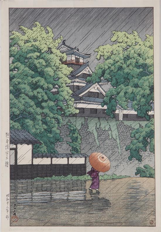 Appraisal: Japanese woodblock print collection mid th century Hiroshige - three