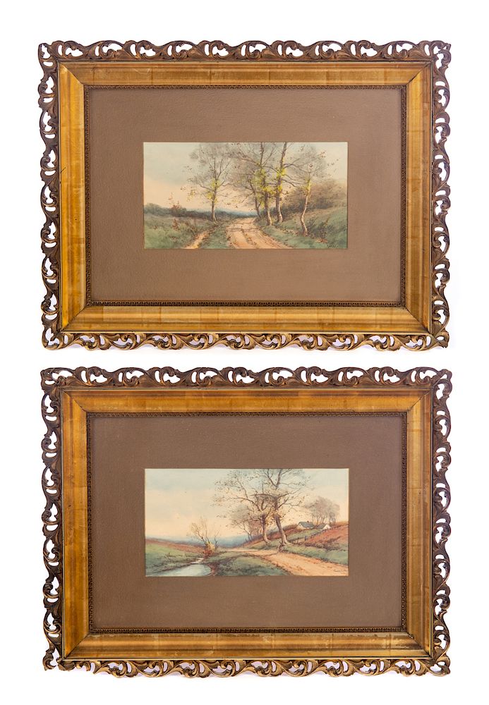 Appraisal: Two Watercolors Signed Roma Colby Two country scene watercolors in