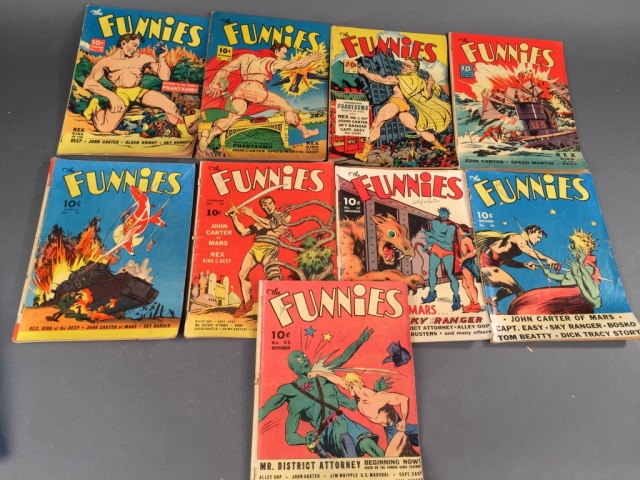 Appraisal: Nine The Funnies Comic Books - Ungraded unrestored Most of