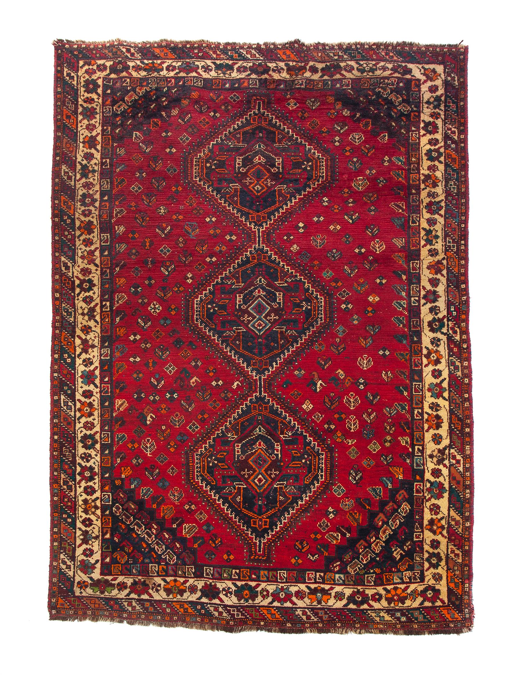 Appraisal: ORIENTAL RUG Mid th century Geometric floral on red ground