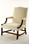 Appraisal: CHAIR - th C mahogany frame lolling arm chair with